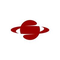 red planet Space abstract eclipse S Letter logo vector