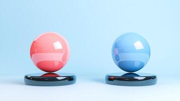 Dynamic colorful spheres minimalist studio digital art calm environment eye-level view modern aesthetic photo