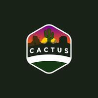Cactus hexagon desert badge logo, emblem,modern, element landscape vector