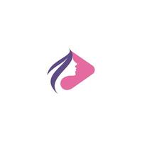 girl with play button logo. Design can use for web and mobile app. illustration vector