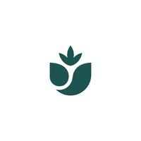 Tulip simple leaf logo, green color illustration vector