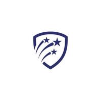 shield stars logo, line abstract connecting security vector