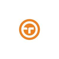 T letter on logo circle. with a monogrammed dynamic T incision vector