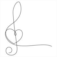 Treble Clef and Heart a minimalist musical expression drawing illustration vector