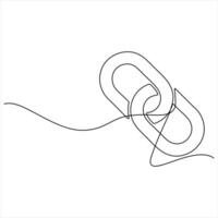 Single continuous line drawing link or hyperlink chain symbol isolated illustration vector