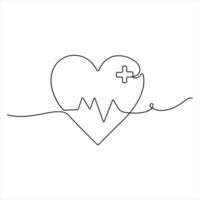 Heart with Plus continuous line drawing illustration vector