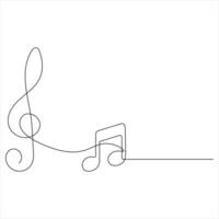 Treble clef music oneline continuous line drawing illustration vector