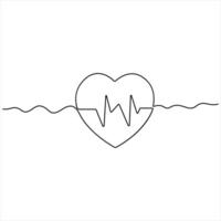 simple heartbeat pulse line art style illustration vector