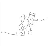 Continuous Line Drawing of Musical Notes and Treble Clef sketch illustration vector