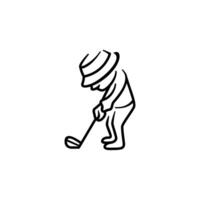 Golf Player Black and White line. Collection of Different Golf Player Poses, Perfect for Logos vector