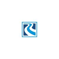 Letter R river square blue two color vector