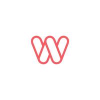 W logo circle design, line style template concept design. illustrations vector