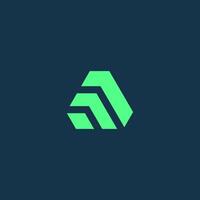 Letter A logo. geometric icon triangle business. green color combination vector