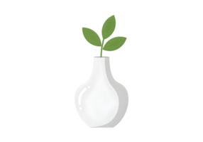branco vaso com verde brotar png