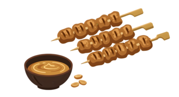 Colorful Satay Skewers With Peanut Sauce Illustration png