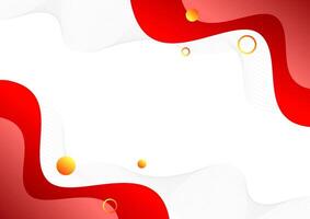 Abstract gradient red background with wavy lines and circles. vector