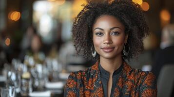 Confident Businesswoman in a Stylish Setting with Elegant Atmosphere photo