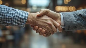 Confident Business Executives Shaking Hands in Professional Environment photo