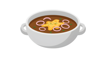 Pixelated Bowl Of Brown Soup With Toppings png