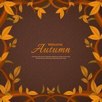Autumn Tree Frame With Falling Leaves and Welcoming Text vector