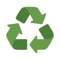 Minimalistic green recycle symbol with three curved arrows forming a triangle. vector