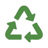 Minimalistic green recycle symbol with three curved arrows forming a triangle. Sustainability concept. vector