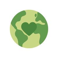 Green planet Earth with heart. Symbol of nature love, unity, and environmental responsibility. vector