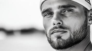 A man with a beard and a white hat photo