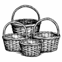 Handcrafted Wicker Baskets Illustration for Vintage and Rustic Design Concepts vector