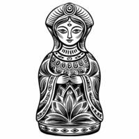 Intricate Goddess Figurine Illustration with Traditional Ornamental Design vector