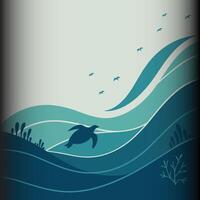 Turtle Swimming in a Calm Sea vector