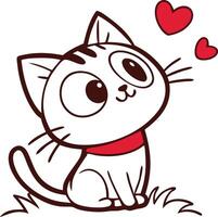 Adorable Kitten with Hearts, Playful Feline Face in a Sweet Pose vector