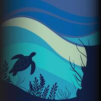 Turtle Swimming in a Calm Ocean vector