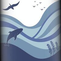 Playful Whale Breaching with Birds vector