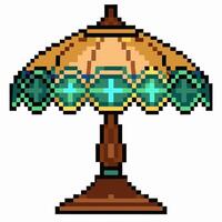 Vintage Pixel Art Lamp Illustration with Retro Geometric Design in 8 Bit Style vector