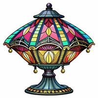 Colorful Stained Glass Lamp Detailed Vintage Illustration vector