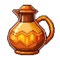 Retro Pixel Art Clay Pot Illustration with Handle and Spout vector
