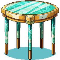 Pixel Art Retro Table Illustration with Geometric Pattern Design vector