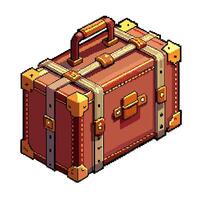 Retro Vintage Suitcase Art with Pixel Style for Travel Design vector
