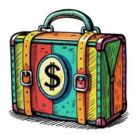 Colorful Retro Suitcase with Dollar Symbol Vibrant Art for Business and Travel Themes vector