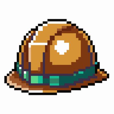 Retro Pixel Art Construction Helmet Nostalgic Gaming Style Illustration