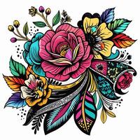Vibrant Floral Bold Blooms and Elegant Patterns in Dynamic Colors vector