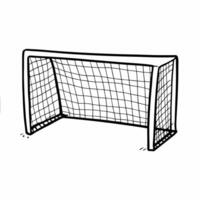 Hand Drawn Soccer Goalpost Illustration with Net in Black and White vector