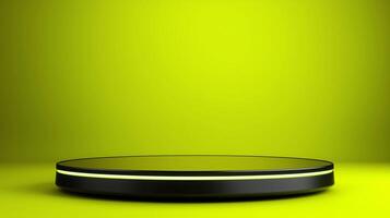 Sleek Podium for Electronics with Green Background photo
