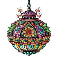 Intricate Floral Ornament with Vibrant Colors and Leaf Patterns vector