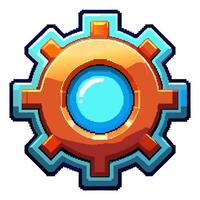 Colorful Gear Icon with Blue Center for Game Interface Design vector