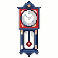 Pixel Art Grandfather Clock Illustration in Retro 8 Bit Style vector
