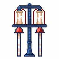 Pixel Art Street Lamp Illustration with Retro Game Design vector