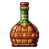 Retro Pixel Art Bottle Icon with Gemstones in Vintage Game Style vector