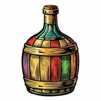 Rustic Multicolored Wooden Barrel Illustration Vintage Beverage Container Design vector